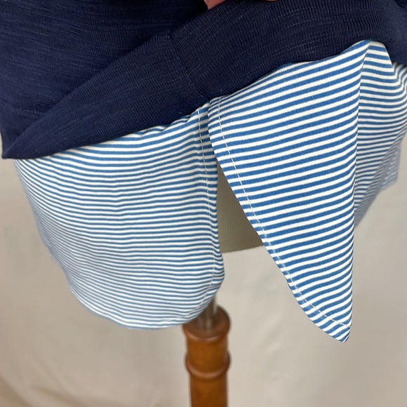 J. Crew Navy Blue Tank w/Blue & White Striped Shirt Tail and Back Keyhole - XS - Picture 9 of 12